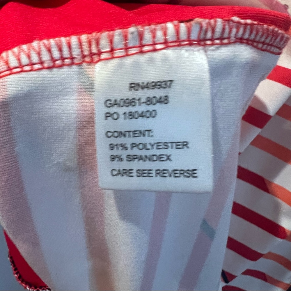Tail White Red Striped Sleeveless 1/4 Snap Golf Polo Tank Top Size Large - Picture 7 of 7
